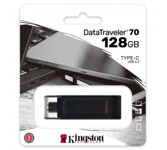Флеш-накопитель USB 3.0 128GB Kingston DataTraveler 70 (USB 3.0/3.2 + Type C) чёрный#336553