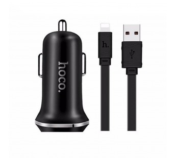 Адаптер Автомобильный Hoco Z1 2USB/5V/2.1A +lightning (black)#419820