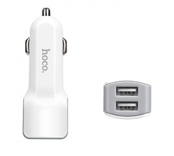 Адаптер Автомобильный Hoco Z23 2USB/5V/2.4A + кабель micro USB (white)#336451