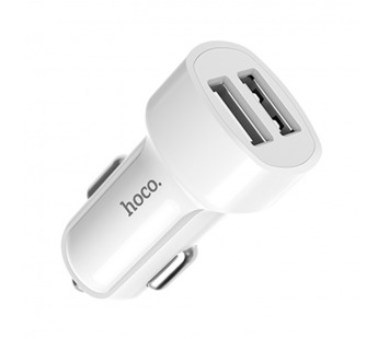 Адаптер Автомобильный Hoco Z2A 2USB/5V/2.4A + кабель Apple lightning (white)#336452