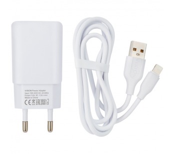 СЗУ VIXION L2i (2-USB/1.2A) + Lightning кабель 1м (белый)#353014