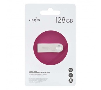 Накопитель USB Flash 128GB 2.0 VIXION Zinc Alloy (серебро)#2142201