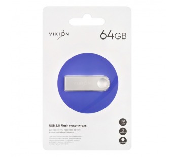 Накопитель USB Flash 64GB 2.0 VIXION Zinc Alloy (серебро)#2096880