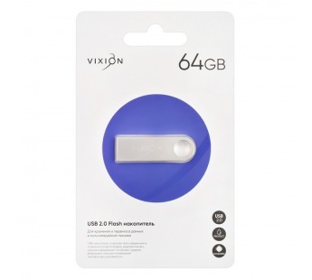 Накопитель USB Flash 64GB 2.0 VIXION Zinc Alloy (серебро)#2142220