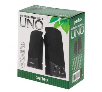 Колонки Perfeo 2.0, "UNO" 2.0, мощность 2х2,5 Вт (RMS), чёрн, USB  (PF_4392)#349248