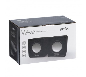 Колонки Perfeo 2.0, "WAVE" , мощность 2х3Вт (RMS), черный, USB (PF-128-B)#349203