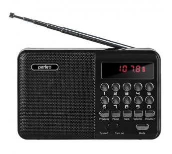 Радиоприемник Perfeo цифровой PALM FM+ 87.5-108МГц/ MP3/ питание USB или 18650/ черный (i90-BL)#368176