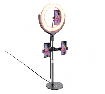 Лампа кольцевая с держателем на 3 телефона Hoco LV01, цвет черный#415762