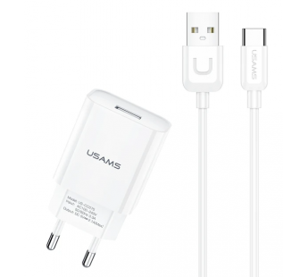                         Сетевое ЗУ USB USAMS T21 1USB/2.1A + кабель Type-C (белый)*#1386896