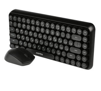                     Беспроводной комплект клавиатура+мышь мультимедийный с круглыми клав. Smartbuy 626376AG черный#1785756