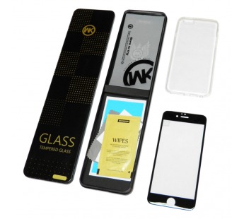                             Защитное стекло 3D с силиконовым прозрачным чехлом WK Tempered Glass+ iPhone 6 Plus черное*#417768