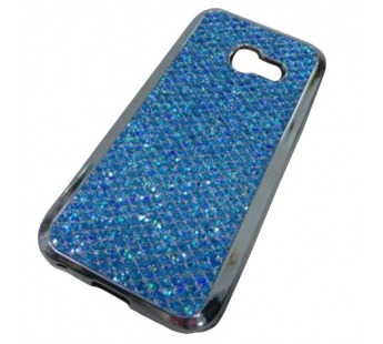                                 Чехол силиконовый Samsung A3 2017 (A320) с хром контуром и блестками голубой*#1860553