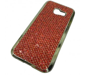                                 Чехол силиконовый Samsung A3 2017 (A320) с хром контуром и блестками красный*#1860555