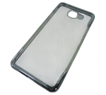   Чехол силиконовый прозрачный с нижним и верхним контуром стразы по бокам Samsung A5 (2016) серебро#2106495