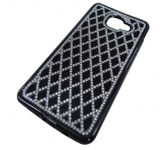                                 Чехол силиконовый с контуром Samsung A5 (2016) стразы ромб черный#1942979