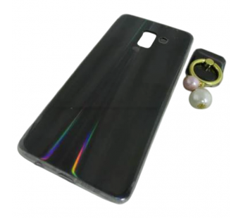                                 Чехол пластиковый Samsung A8 Plus иллюминация + наклейка кольцо серый*#2106486
