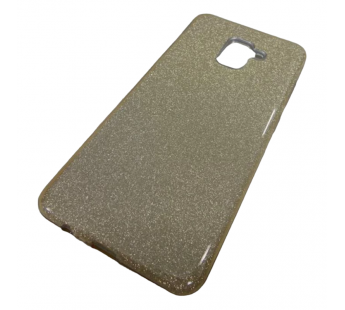                                 Чехол силикон-пластик Samsung A8 Plus 2018 (A730) Fashion с блестками золотистый#2033127