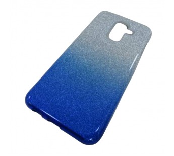                             Чехол пластиковый Samsung J8 2018 блестящий серебристо-синий*#1862715