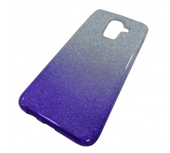                             Чехол пластиковый Samsung J8 2018 блестящий серебристо-фиолетовый*#1860904