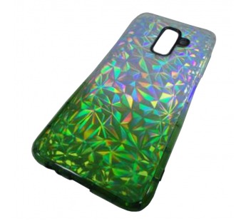                             Чехол силиконовый Samsung J8 2018 PRISMA (голограмма двухцветная) бело-зеленый#1860906
