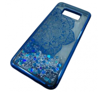                                 Чехол пластиковый Samsung S8 блестки в воде синий*#2133459