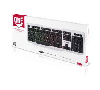                     Клавиатура проводная Smartbuy 333 ONE USB с подсветкой бело-черная #1902908