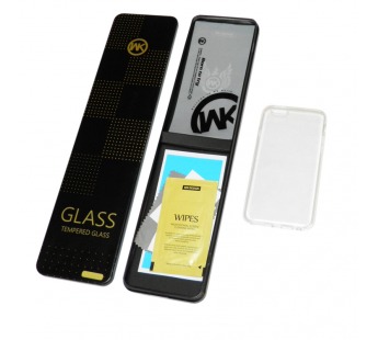                             Защитное стекло 3D с силиконовым прозрачным чехлом WK Tempered Glass+ iPhone 6 Plus белое*#417769