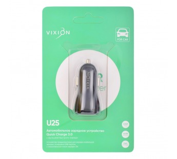 АЗУ VIXION U25 Quick Charger 3.0 (1-USB/2.1A;1-USB/3.1A) (черный)#1616066