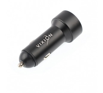 АЗУ VIXION U20 (2-USB/2.4A) длинный блок металл с LCD (черный)#1616069