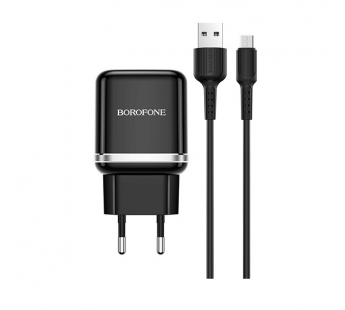 Адаптер сетевой Borofone BA36A QC 3.0 + кабель Micro USB (черный)#1547217