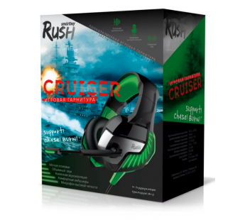 Гарнитура Smartbuy SBHG-9200 RUSH CRUISER, черн/зелен, игровая, LED-подсветка#1784821