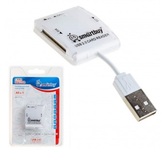 Картридер Smartbuy SBR-713 USB 2.0 - SD/microSD/MS/M2, белый#2121805