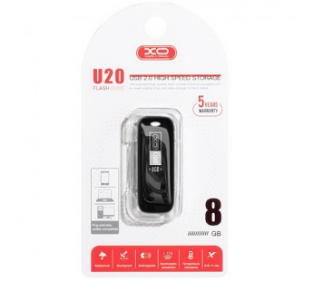 Внешний накопитель USB 2.0 XO U20 8Gb, черный#398841