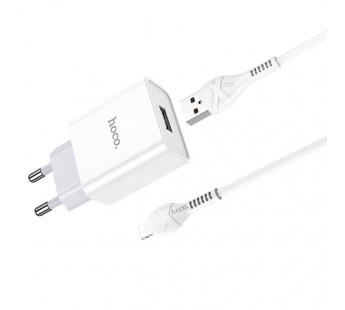 Адаптер сетевой Hoco C81A + кабель Apple 1м, цвет белый#1730617