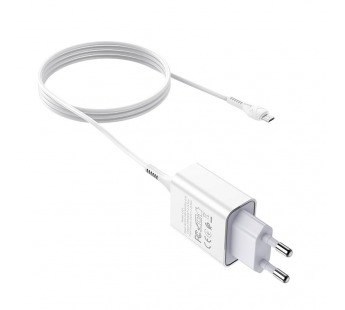 Адаптер сетевой Hoco C81A + кабель Micro usb 1м, цвет белый#1727510