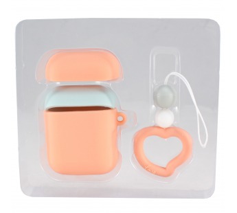 Чехол для Airpods Silicone Case с брелком бирюзовый+оранжевыйй#366187