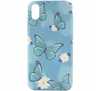 Чехол-накладка матовая цветочки и бабочки для iPhone X/XS#366117