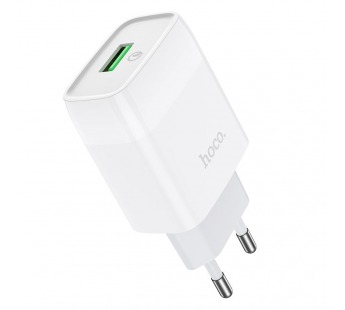 Сетевое зарядное устройство Hoco C72Q, (QC 3.0), 1USB, цвет белый#440940