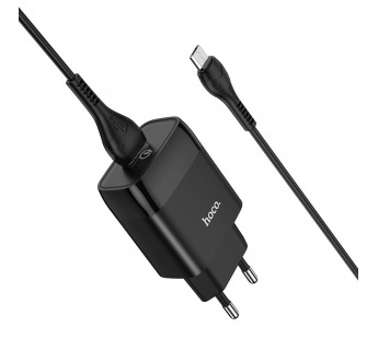 Сетевое зарядное устройство Hoco C72Q, (QC 3.0), 1USB+кабель Micro, цвет черный#1721202