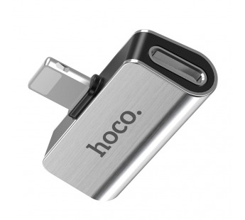 Разветвитель Hoco LS24 Apple, (наушники lightning+зарядка) серебристый#1059906