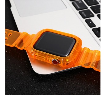 Ремешок - ApW21 для Apple Watch 38/40 mm прозрачный с кейсом (orange)#1781485