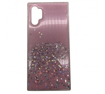 Чехол Samsung Note 10 Plus Силикон Блестки Розовый#432468