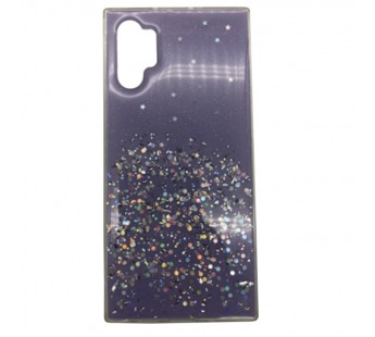 Чехол Samsung Note 10 Plus Силикон Блестки Сиреневый#432496