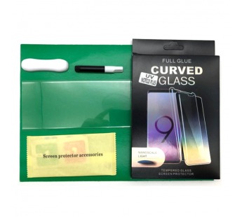 Защитное стекло Samsung Note 10 Plus (Full Glue) с клеем и UV лампой (в упаковке) Прозрачное#1618359