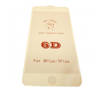Защитное стекло iPhone 7/8 Plus 6D Premium (тех упаковка) 0.2mm Белый#1642377