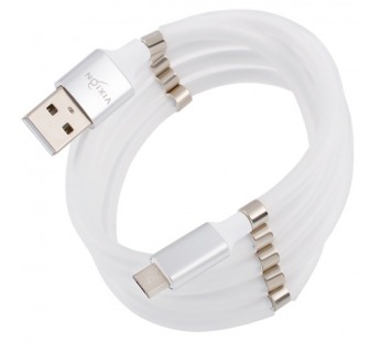 Кабель USB VIXION (K21m) самосворачиваемый microUSB (1м) (белый)#382631