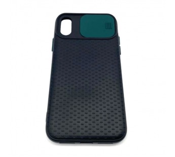 Чехол iPhone X/XS Силикон Slide Camera Черно-Зеленый#1641641
