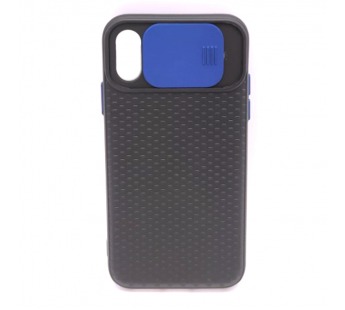 Чехол iPhone X/XS Силикон Slide Camera Черно-Синий#1649331