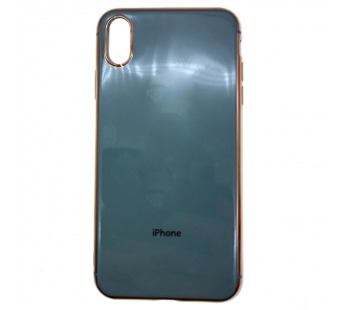 Чехол iPhone X/XS Силикон Кейс Глянцевый Серо-Зеленый#1773009