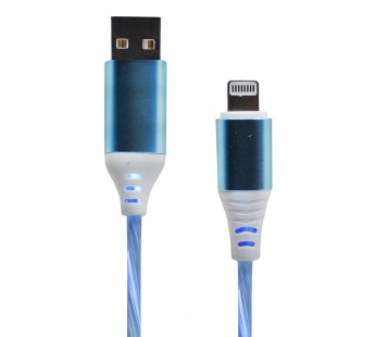 Кабель USB - Apple lightning - светящийся (blue)#390227